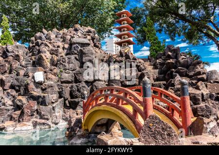 Adamantina, Sao Paulo, Brazil, April 16, 2015. Monument in honor of Japanese immigration in Deputado Jose Costa square, center of Adamantina, in Sao P Stock Photo