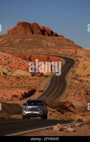 USA; NEVADA STATE PARKS; VALLEY OF FIRE; MOUSE'S TANK ROAD; ROAD TRIPS; ROAD ATLAS PHOTO; LAS VEGAS DAY TRIPS Stock Photo