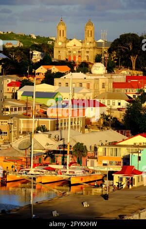 ST. JOHN, ANTIGUA AND BARBUDA; CARIBBEAN; CRUISE PORT; ST JOHN'S CATHEDRAL; VIEW FROM HERITAGE QUAY Stock Photo