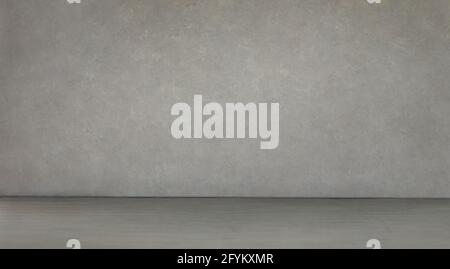 Empty studio room with a grey concrete wall for an advertising text or product display Stock Photo