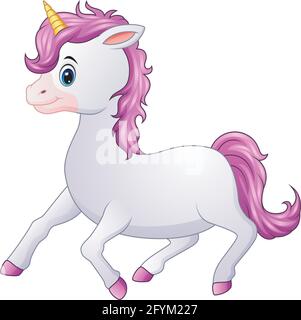 Cute unicorn cartoon isolated on white background Stock Vector