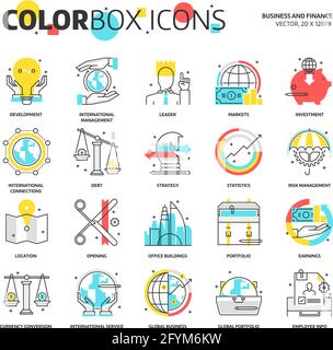 Color box icons, business and finance concept illustrations, icons, backgrounds and graphics. The illustration is colorful, flat, vector, pixel perfec Stock Vector