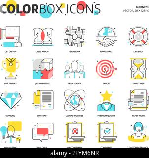 Color box icons, business backgrounds and graphics. The illustration is colorful, flat, vector, pixel perfect, suitable for web and print. Linear stok Stock Vector