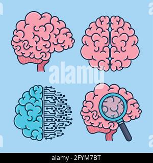 brains human icons Stock Vector