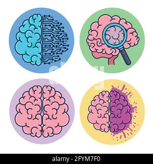 set of brains humans Stock Vector