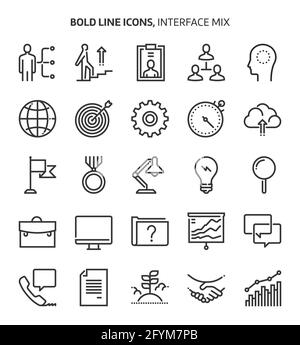 Interface, bold line icons. The illustrations are a vector, editable stroke, 48x48 pixel perfect files. Crafted with precision and eye for quality. Stock Vector