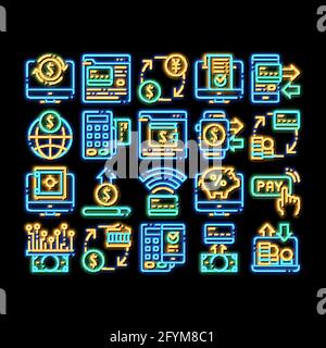 OnTransactions Vector neon glow icon illustration Stock Vector