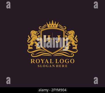 HJ Letter Lion Royal Luxury Logo template in vector art for Restaurant ...