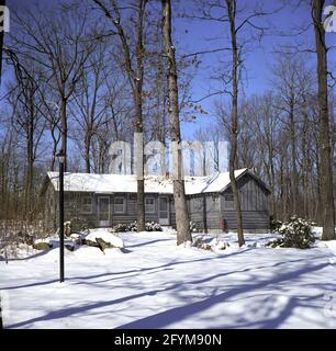 Walnut Cabin at Camp David in Frederick County, Maryland. Stock Photo