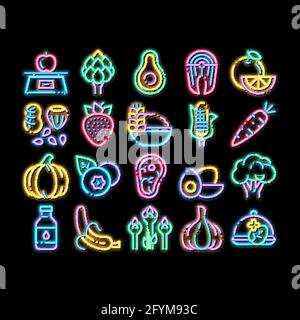 Healthy Food Vegetable Rapini neon glow icon illustration Stock Vector ...