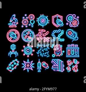 Pathogen neon glow icon illustration Stock Vector