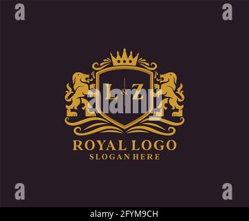 LZ Letter Lion Royal Luxury Logo template in vector art for luxurious ...
