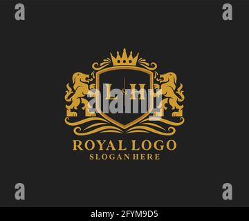 LH Letter Lion Royal Luxury Logo template in vector art for luxurious ...