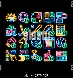 Betting And Gambling neon glow icon illustration Stock Vector