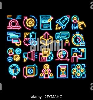 Scrum Agile neon glow icon illustration Stock Vector