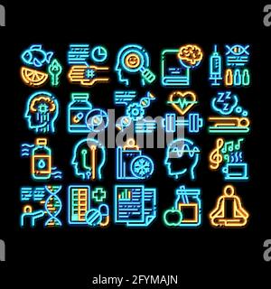 Biohacking neon glow icon illustration Stock Vector