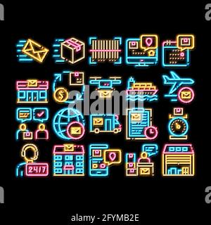 Postal Transportation Company neon glow icon illustration Stock Vector