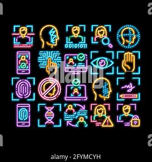 Recognition neon glow icon illustration Stock Vector