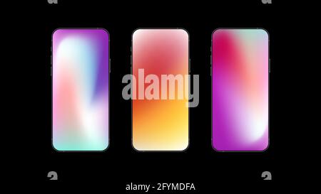 Set of Three Colorful Gradient Backgrounds on Smartphone. Vector illustration Stock Vector