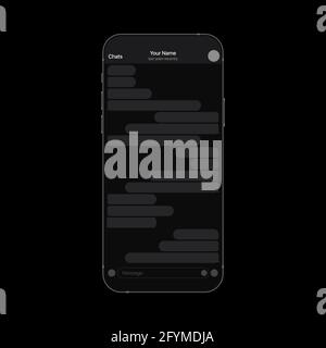 Text Messenger Dark Template. Mobile Ui Kit Chat App. Vector illustration Stock Vector