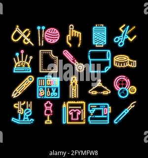 Sewing And Needlework neon glow icon illustration Stock Vector
