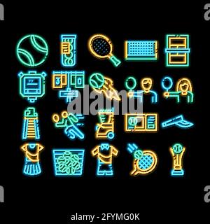 Tennis Game Equipment neon glow icon illustration Stock Vector