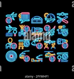 Aircraft Repair Tool neon glow icon illustration Stock Vector