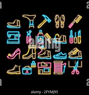 Shoe Repair Equipment neon glow icon illustration Stock Vector