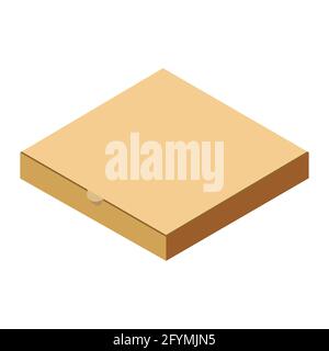 Pizza isometric closed cardboard box, delivery. Package template, flat design. Vector Stock Vector