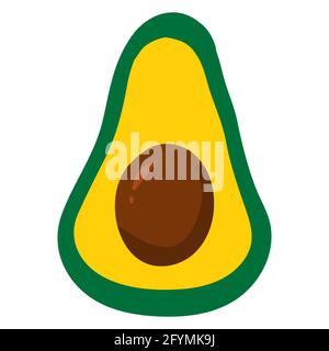 Avocado fruit, healthy organic nutrition product, cut. Vector cartoon flat trendy illustration hand drawn isolated Stock Vector