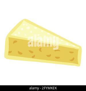 Cheese yellow triangle, healthy milk food nutrition organic product. Vector hand cartoon draw flat trendy style white background isolated Stock Vector