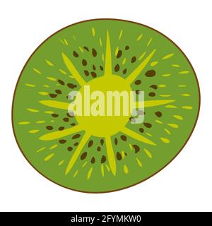 Kiwi fruit slice, natural healthy organic nutrition product. Vector doodle cartoon flat trendy illustration hand drawn isolated Stock Vector