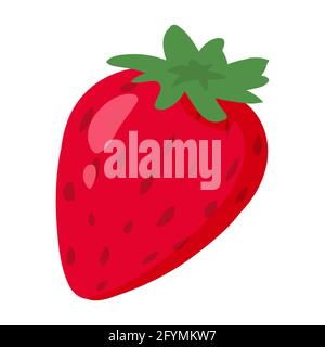 Strawberry whole natural healthy organic nutrition product. Vector doodle cartoon flat trendy illustration hand drawn isolated Stock Vector