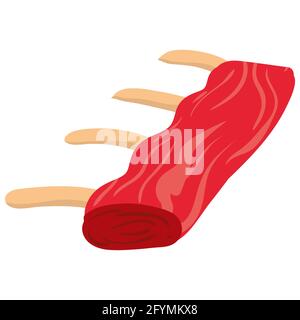 Rib meat, beef or pork, natural healthy nutrition product. Vector doodle cartoon flat trendy illustration hand drawn isolated Stock Vector