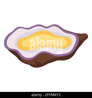Oyster open, natural healthy organic nutrition product, seashell. Vector doodle cartoon flat trendy illustration hand drawn isolated Stock Vector