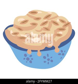 Oatmeal porridge in bowl, natural healthy organic nutrition product. Vector doodle cartoon flat trendy illustration hand drawn isolated Stock Vector