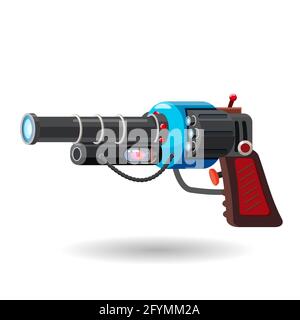 Cartoon retro space blaster, ray gun, laser weapon. Vector illustration. Cartoon style Stock Vector