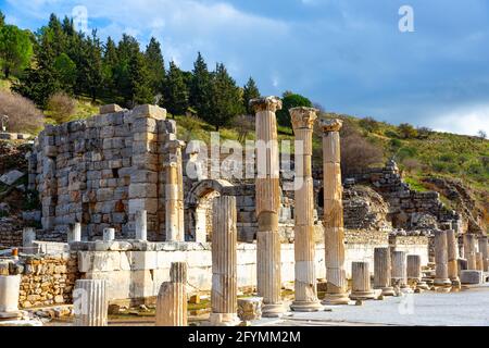 Ruins of the ancient city of Ephesus, located on the territory of modern Turkey Stock Photo