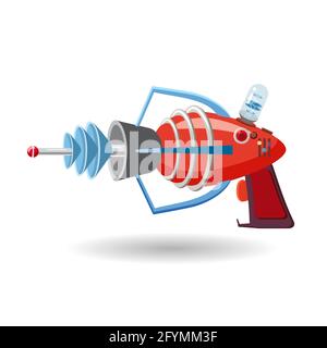 Cartoon retro space blaster, ray gun, laser weapon. Vector illustration. Cartoon style Stock Vector