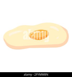 Fried egg, natural healthy organic nutrition product, scrambled. Vector doodle cartoon flat trendy illustration hand drawn isolated Stock Vector
