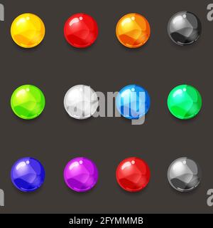 Set of balls of various colors of liquid, vector, cartoon style, illustration, isolated Stock Vector