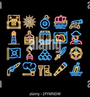 Pirate Sea Bandit Tool neon glow icon illustration Stock Vector