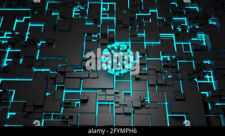 AI virus research, conceptual illustration Stock Photo