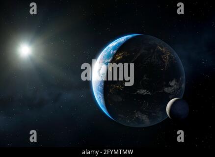 View of The Earth and Moon Stock Photo