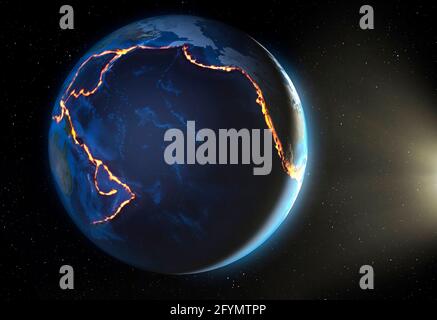 Pacific Ring of Fire, illustration Stock Photo
