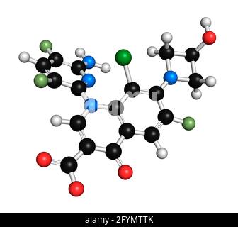 Delafloxacin antibiotic drug molecule, illustration Stock Photo