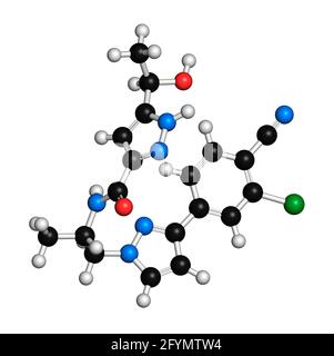 Darolutamide prostate cancer drug molecule, illustration Stock Photo