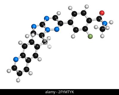 Capmatinib cancer drug molecule, illustration Stock Photo