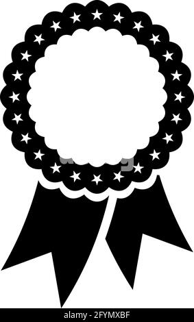 Award or Sale Ribbon with stars vector in black on isolated white background. Color changeable. Stock Vector