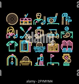 Golf Game Equipment neon glow icon illustration Stock Vector